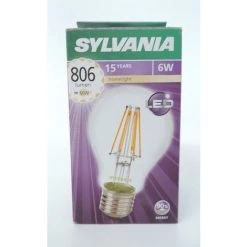 Ampoule LED 6W Ronde A60 Filament 2700K 806lm Culot E27 230V Non-dimmable Claire TOLEDO RETRO SYLVANIA 0027128