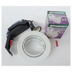 Kit Spot Encastré LED 7.5W Ø 83mm Blanc Orientable Avec Lampe GU10 4000K 345lm 40° IP23 INSET TREND SYLVANIA 3001738